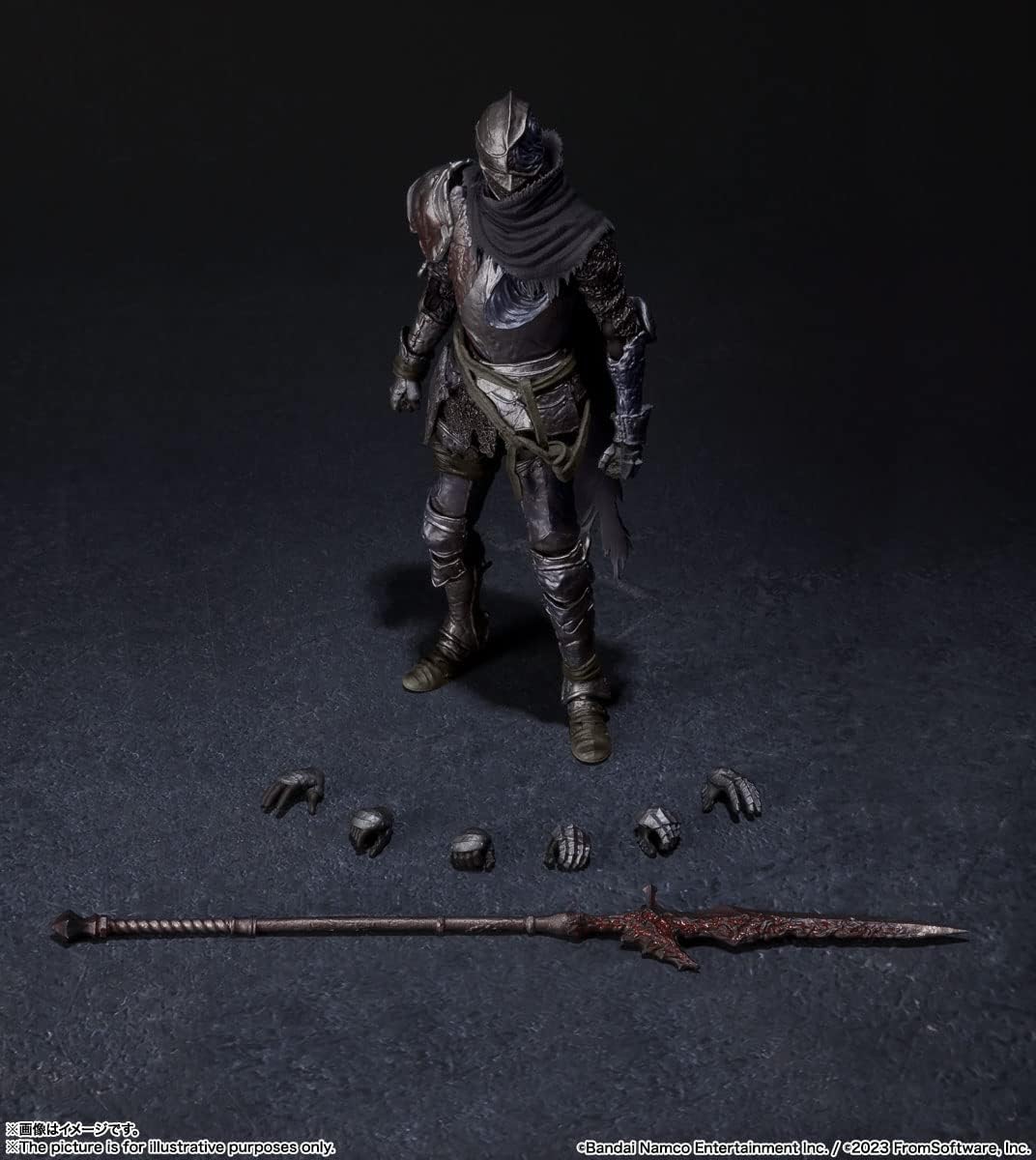 Elden Ring Vyke action figure by craques with detailed armor, interchangeable hands, and long spear accessory