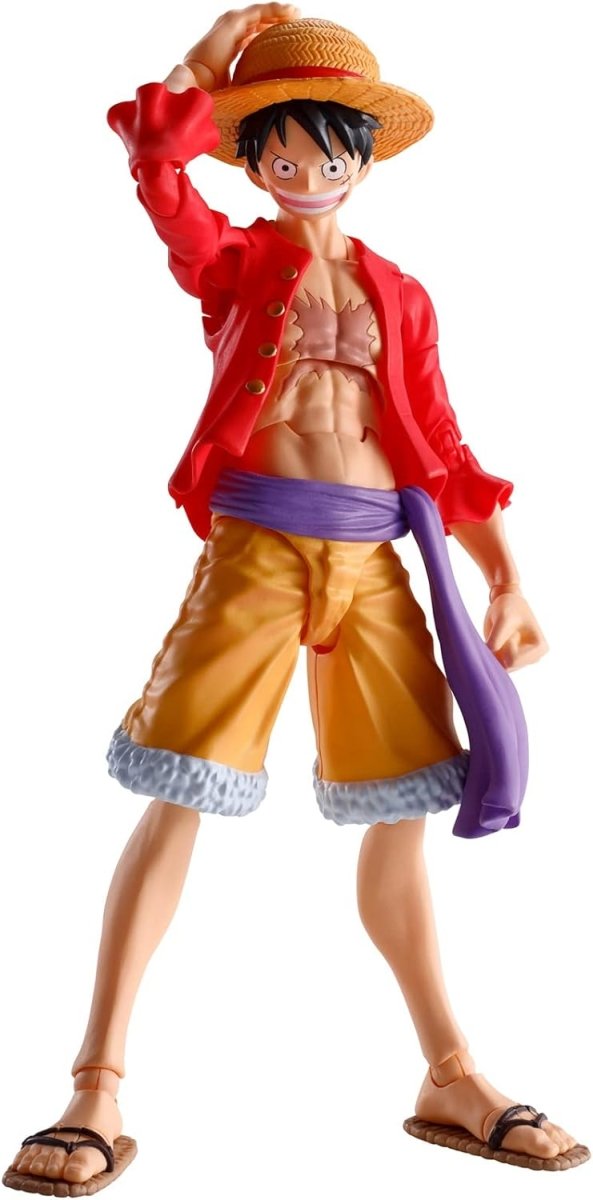 Monkey D. Luffy action figure by craques wearing red jacket, yellow shorts, and straw hat