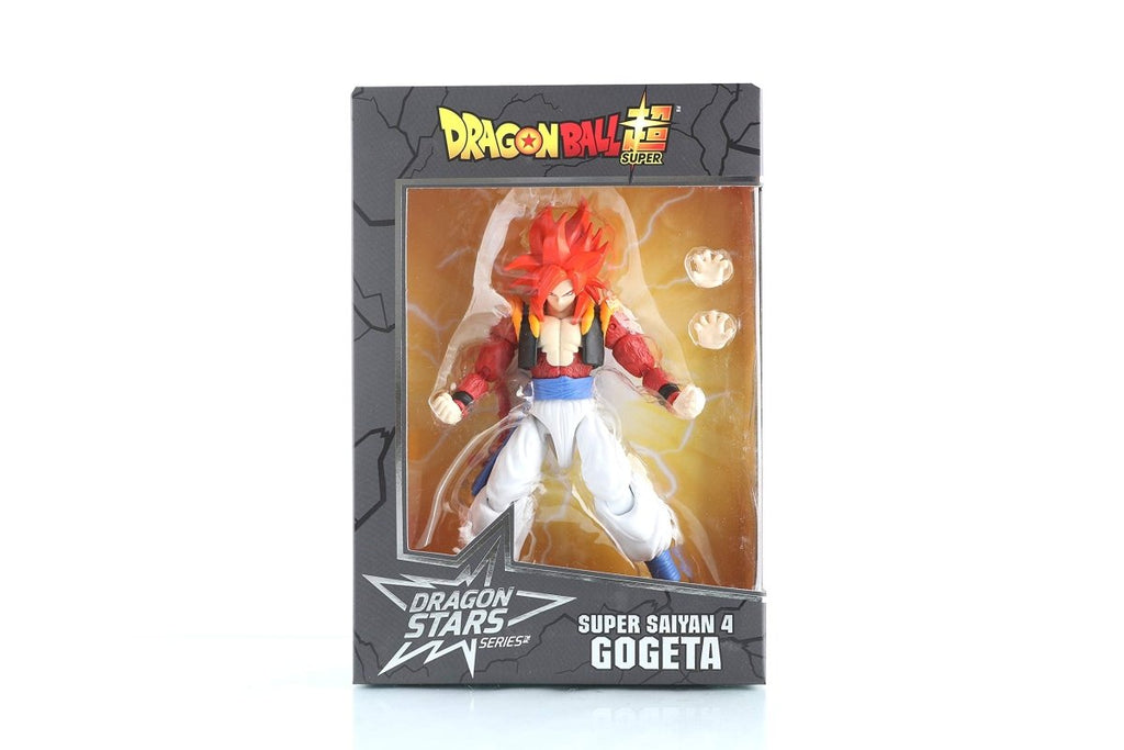 Super Saiyan 4 Gogeta action figure from Dragon Ball Super in retail packaging with extra hands