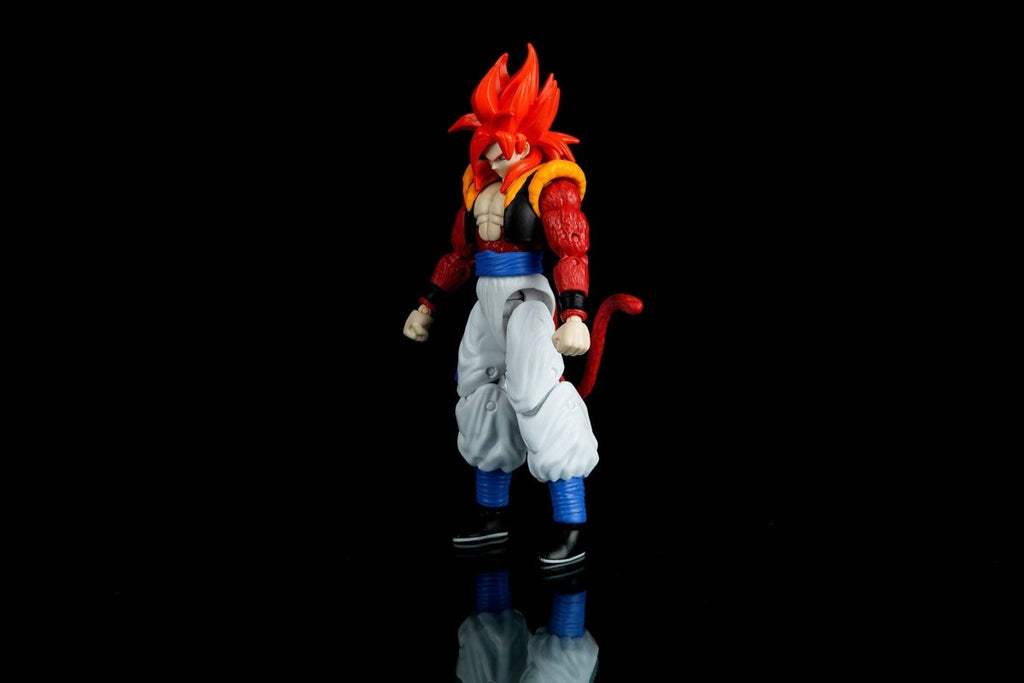Super Saiyan 4 Gogeta action figure by craques with red hair and muscular body in dynamic pose