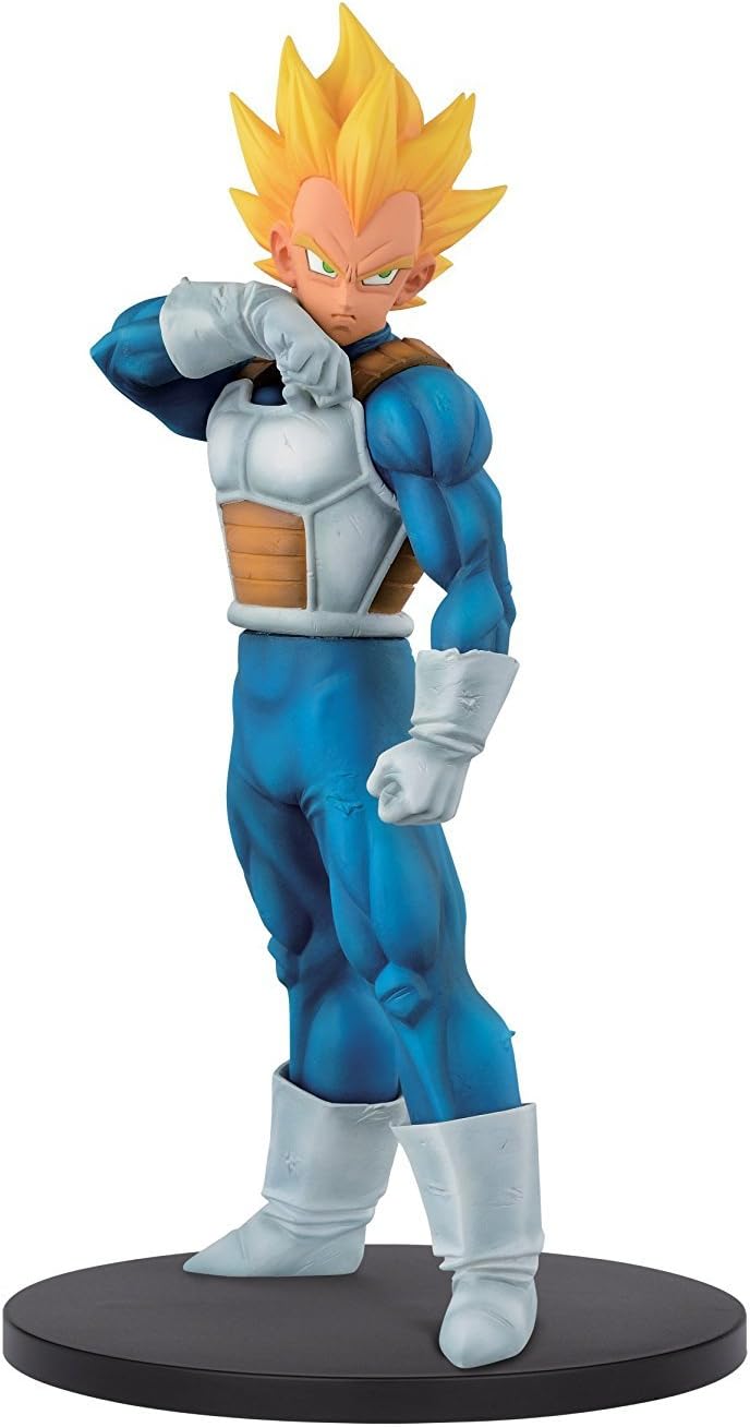 Banpresto Super Saiyan Vegeta figure from Craques with detailed blue armor and yellow spiky hair
