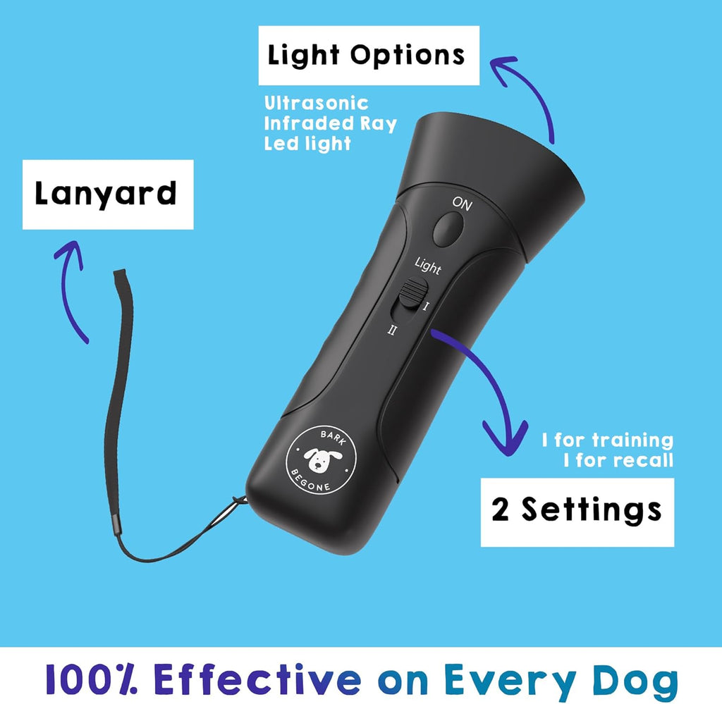 Craques ultrasonic dog bark deterrent with two settings lanyard and ultrasonic infrared ray LED light