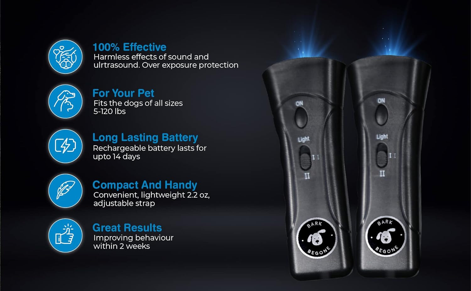 craques ultrasonic dog bark deterrent device with rechargeable battery and adjustable strap for pet training