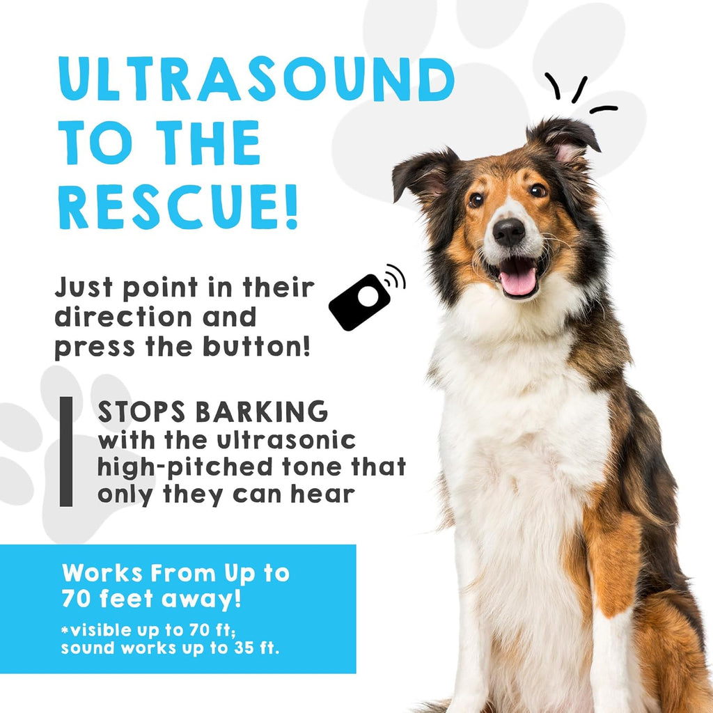 Craques ultrasonic dog bark deterrent stops barking with high-pitched tone effective up to 70 feet