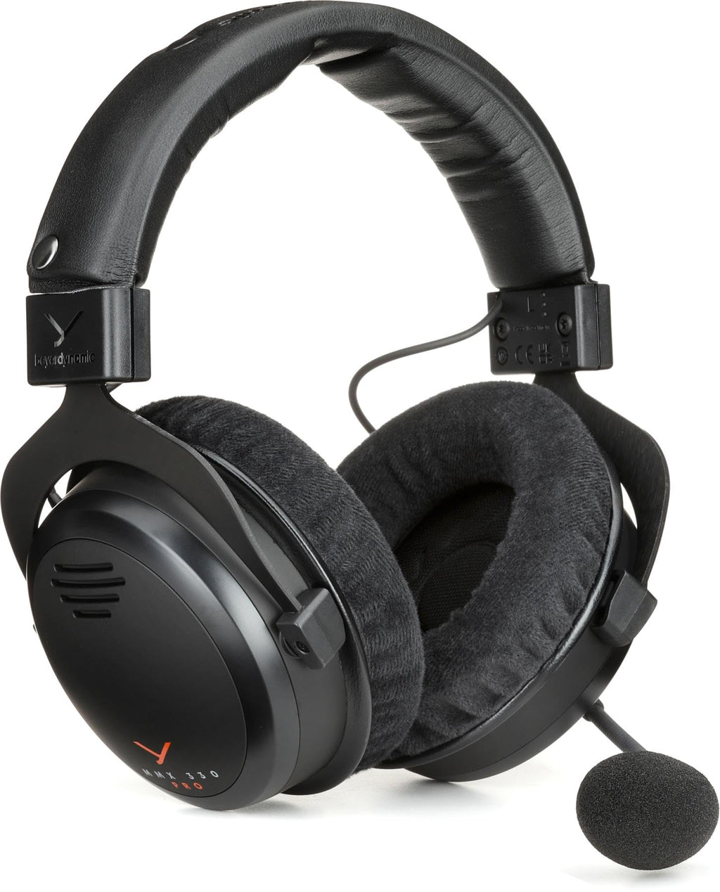 beyerdynamic MMX 300 PRO gaming headset with black cushioned ear cups and adjustable microphone