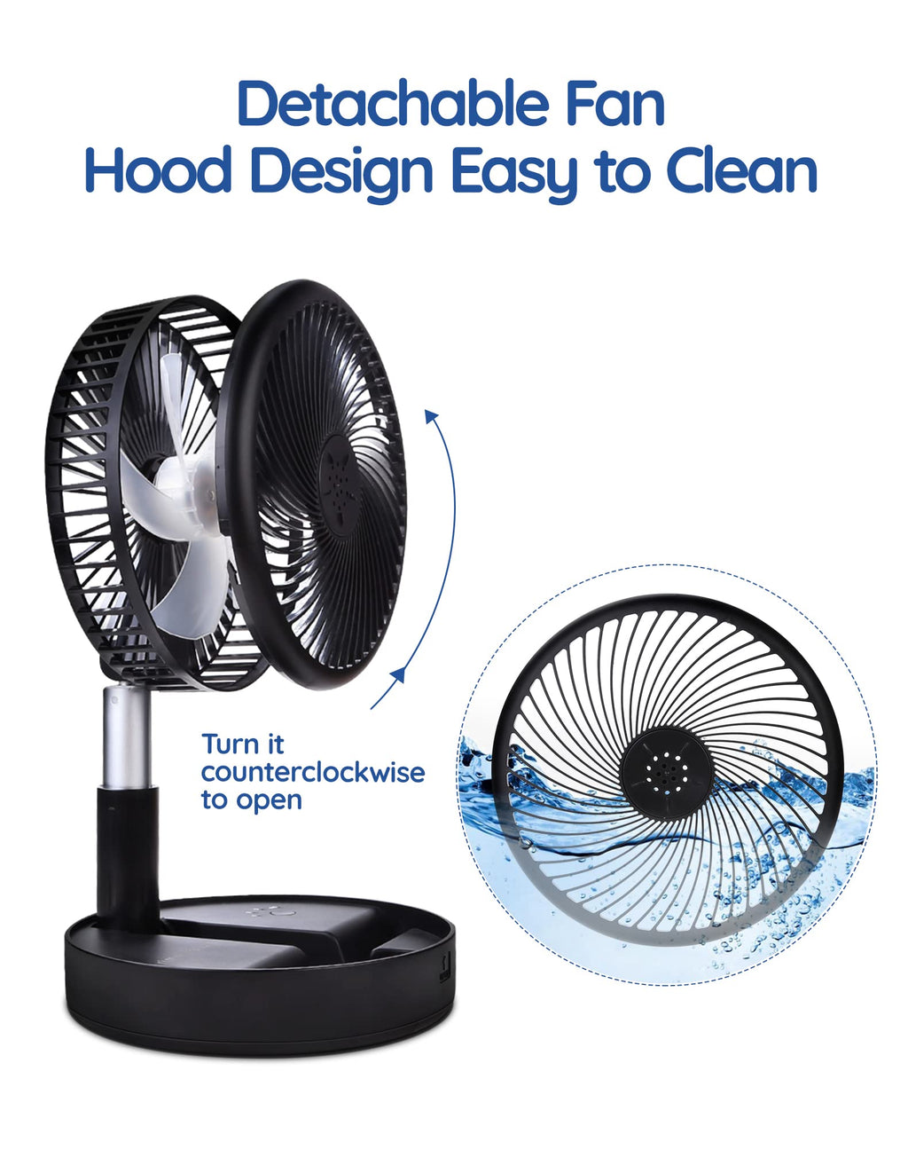 Craques portable rechargeable standing fan with detachable hood design for easy cleaning