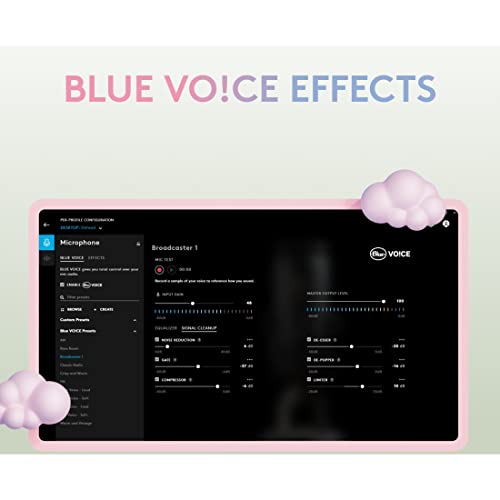 Blue VOICE effects interface on computer screen for Blue Yeti USB microphone for streaming