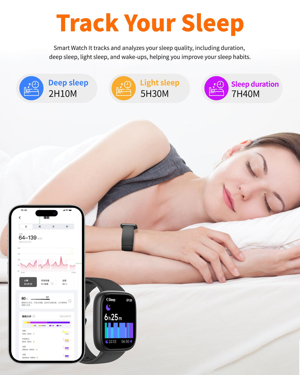 Bluetooth calling smart watch by craques tracking sleep quality with detailed sleep duration and analysis