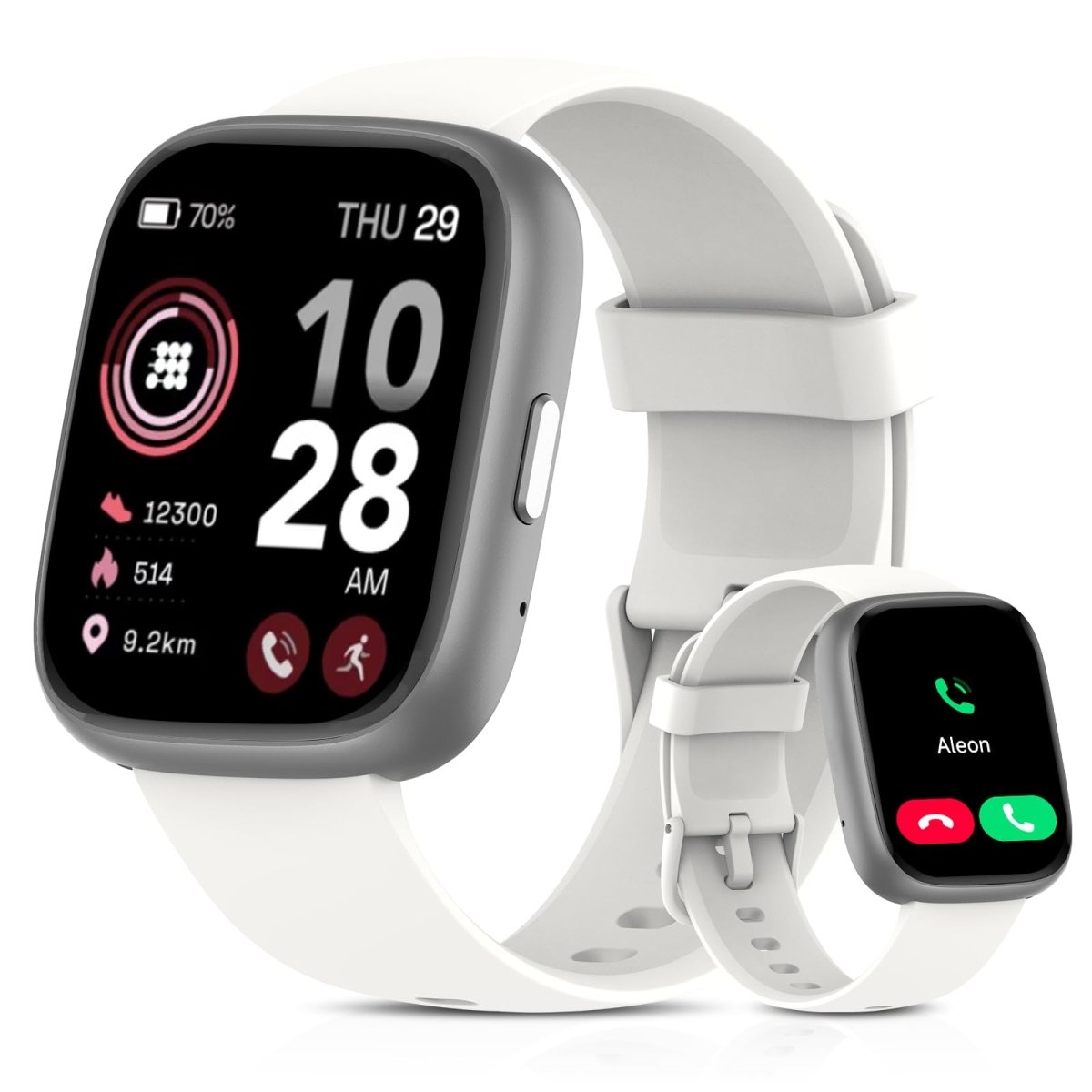 Craques bluetooth calling smart watch with white band and fitness tracking display