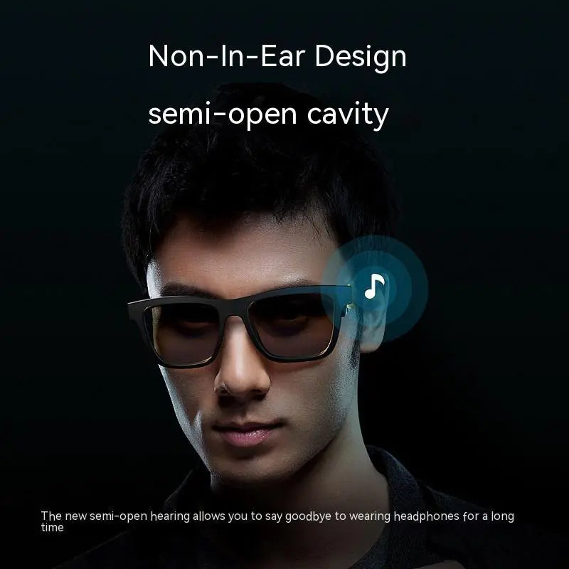 Bluetooth smart glasses with headset featuring non-in-ear design and semi-open cavity for comfortable long use