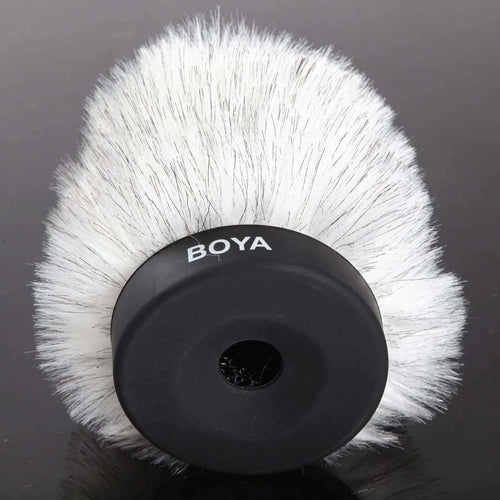 Boya outdoor microphone windscreen muff designed to reduce wind noise for clear recordings