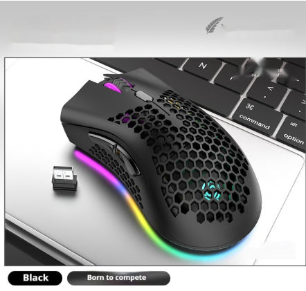 Hollow Out Game Luminous Charging Wireless Mouse - BM600 Black