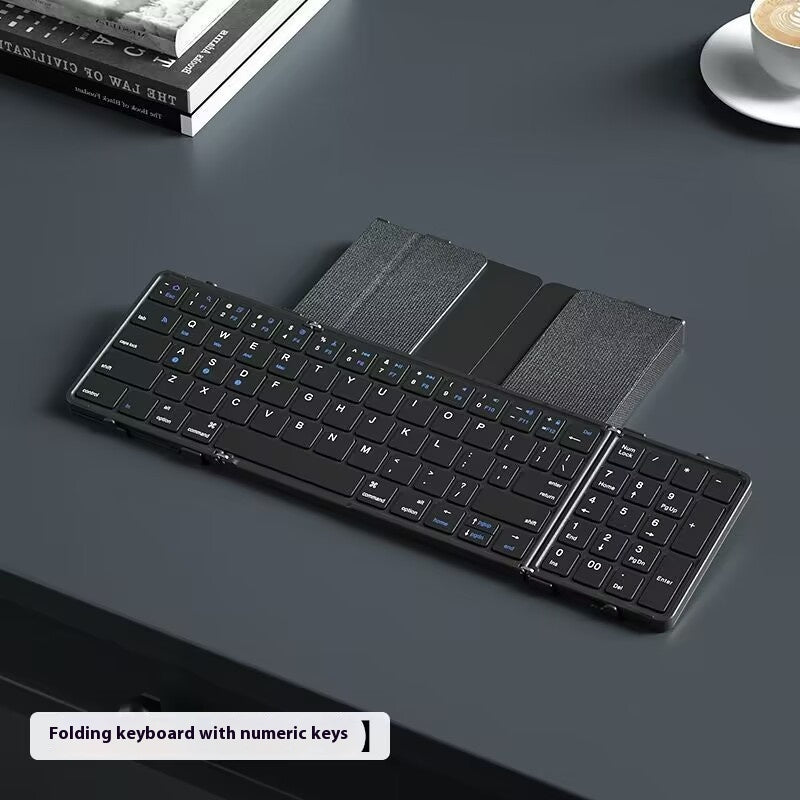 Mobile Phone Tablet Folding Bluetooth Keyboard Portable Mute - Black with Digital Board