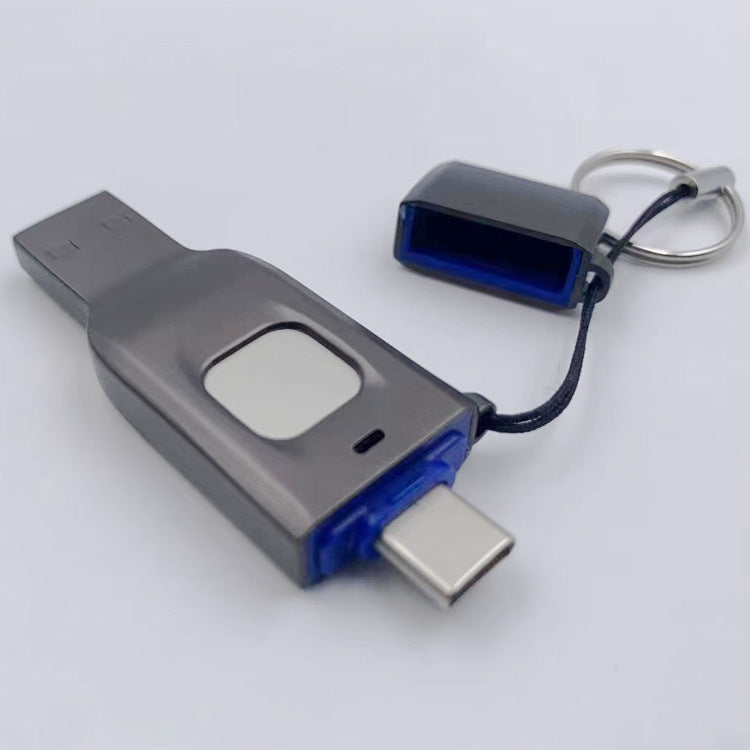Fingerprint USB Disk Encrypted Data Security Computer Cellphone Dual-use - Black / 8GB