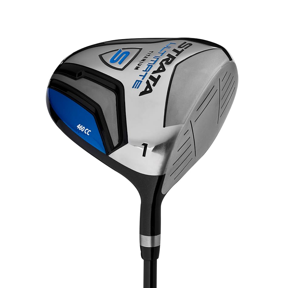 Callaway Strata golf club set driver with silver and blue head for powerful tee shots