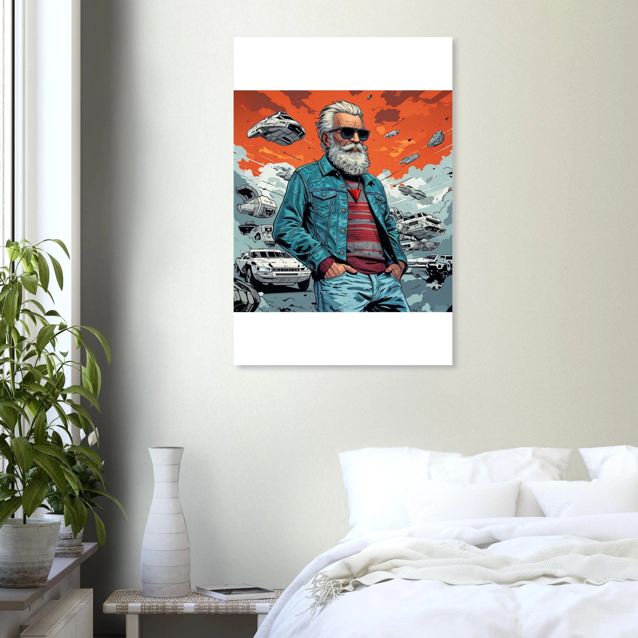 Elder Man in a Futuristic Chaos Foam Portrait - Print Material
