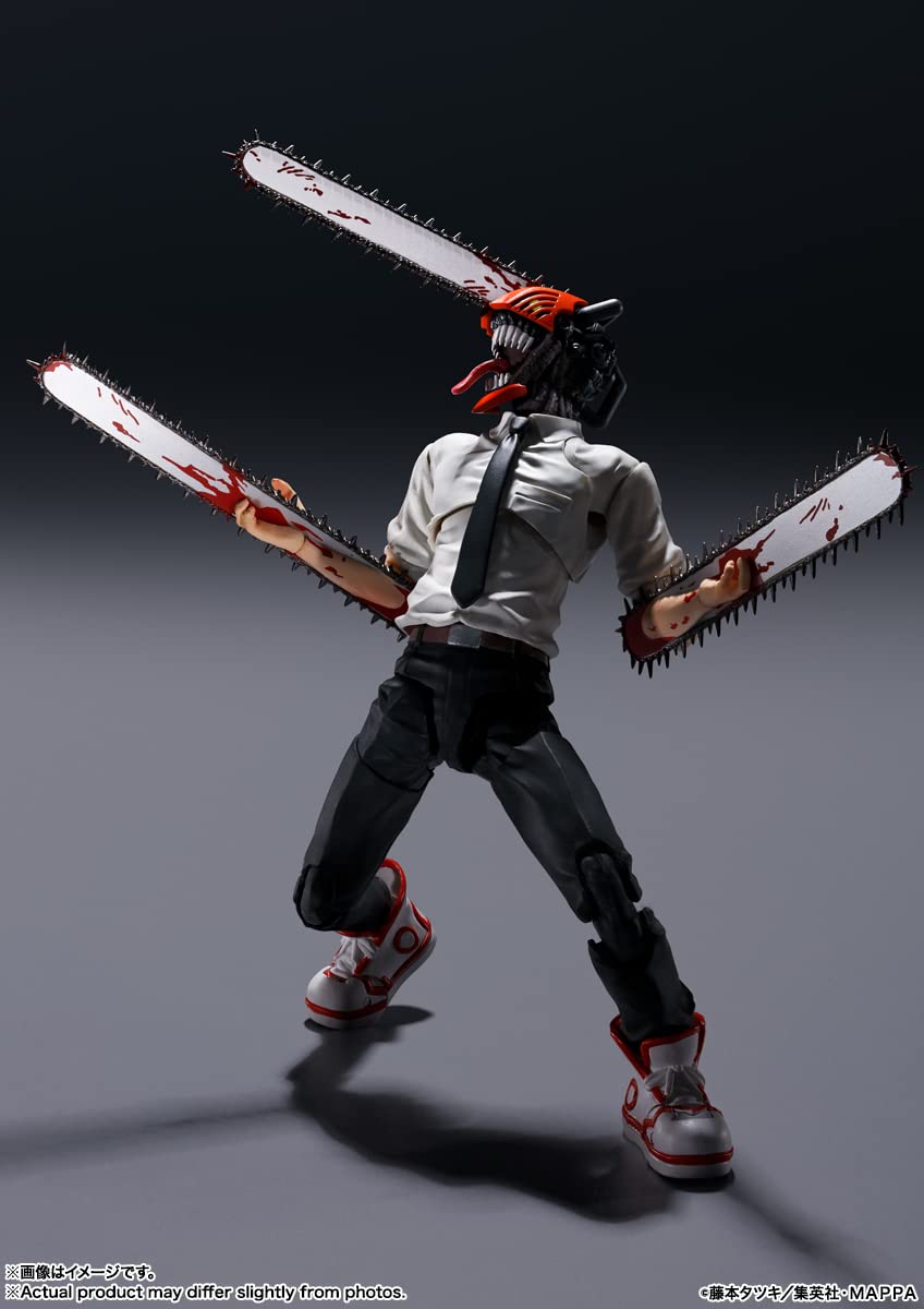 Craques Chainsaw Man action figure with three bloodied chainsaws and dynamic pose