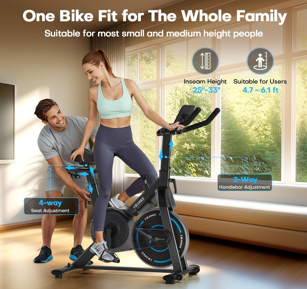 Craques magnetic resistance exercise bike with adjustable seat and handlebars suitable for the whole family