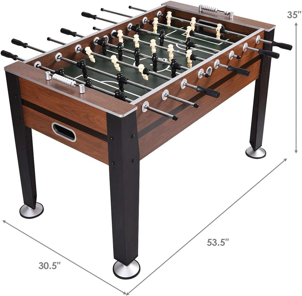 Craques 54 inch foosball table with wooden finish and black handles for game room fun