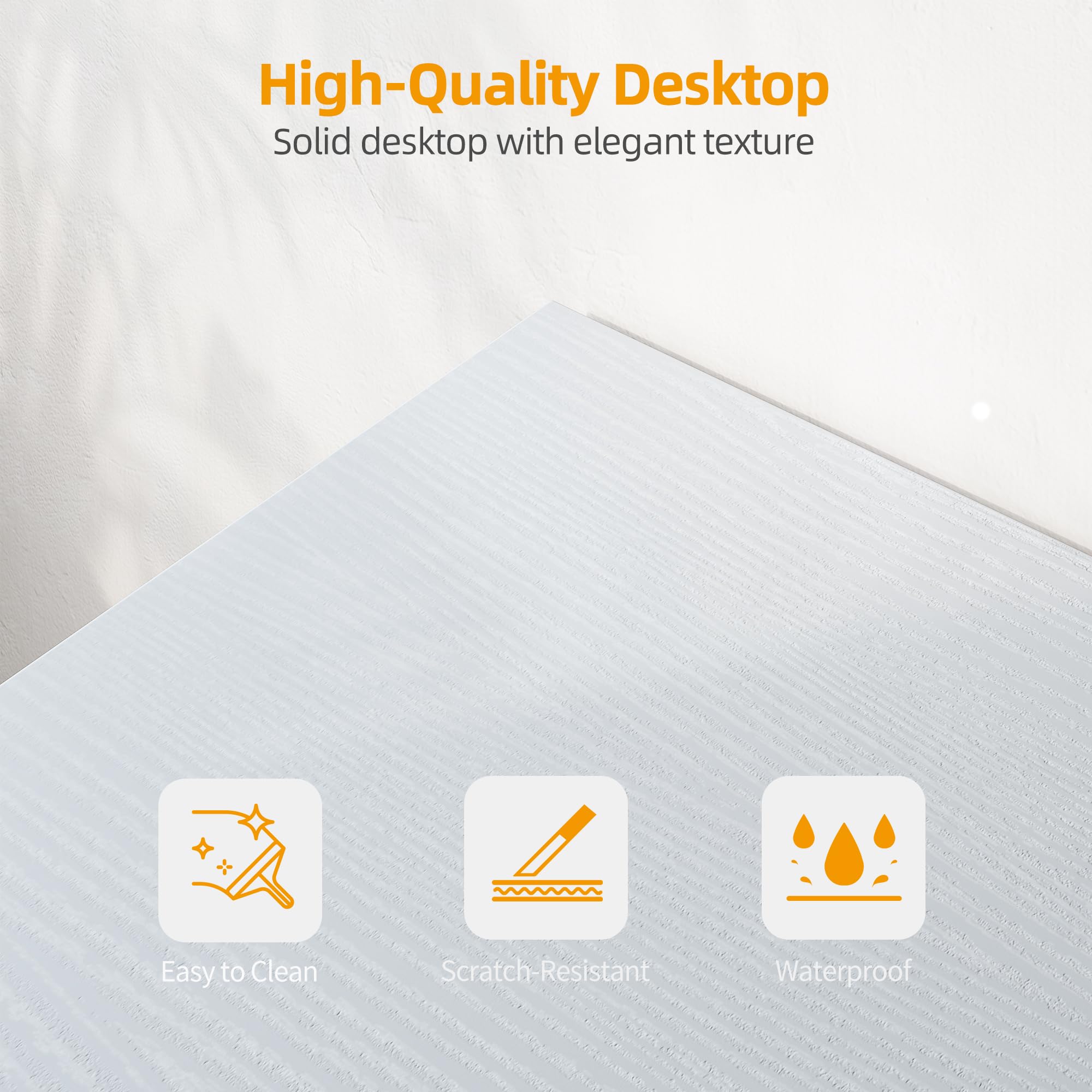 High-quality computer desk with power outlets featuring a solid, scratch-resistant, and waterproof desktop
