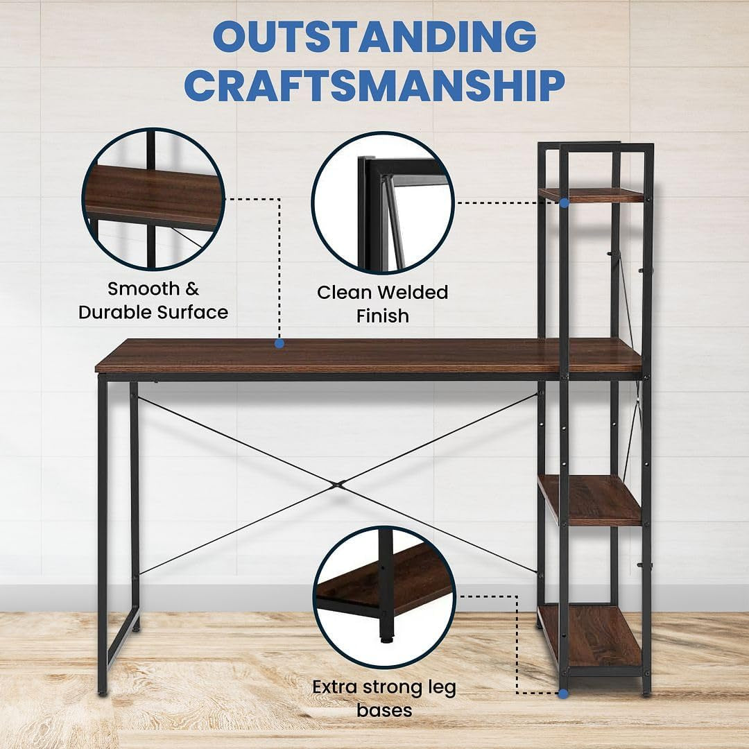 Craques computer desk with shelves featuring smooth surface, clean welded finish, and extra strong leg bases
