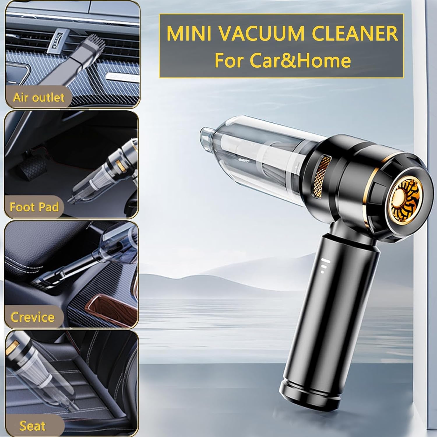 Craques cordless car vacuum cleaner black mini vacuum for cleaning car air outlet foot pad crevice and seat