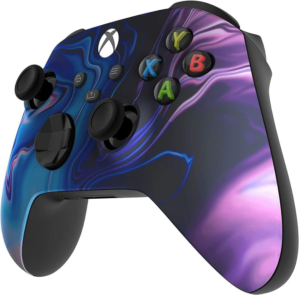 Craques custom Xbox Series X controller with vibrant blue and purple swirl design and colored buttons
