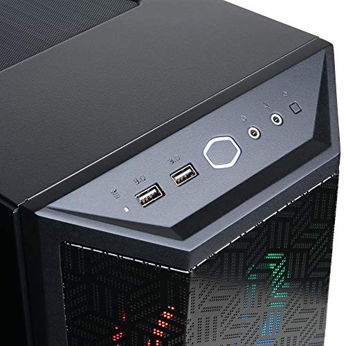 CYBERPOWERPC Gamer Xtreme VR gaming PC black tower with USB ports and power button on top front panel