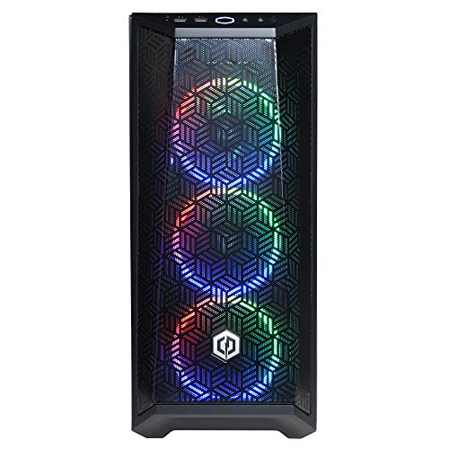 CRAQUES CYBERPOWERPC Gamer Xtreme VR gaming PC with RGB lit front mesh panel and geometric design