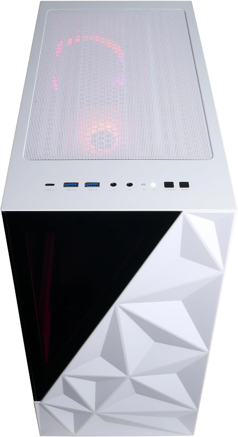CYBERPOWERPC Gamer Xtreme VR Gaming PC white case with geometric front panel and top mesh ventilation