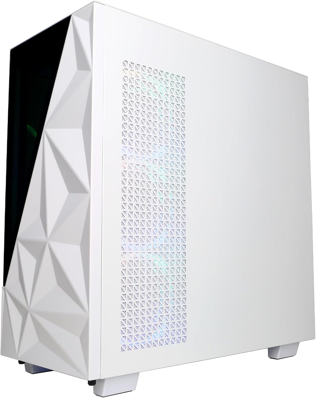 White CYBERPOWERPC Gamer Xtreme VR Gaming PC with geometric front panel and ventilation on side