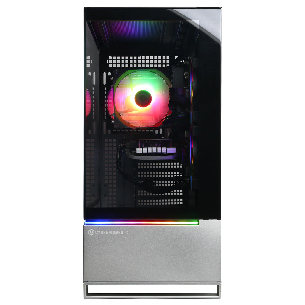 Craques high performance gaming pc with sleek silver case and RGB lighting inside