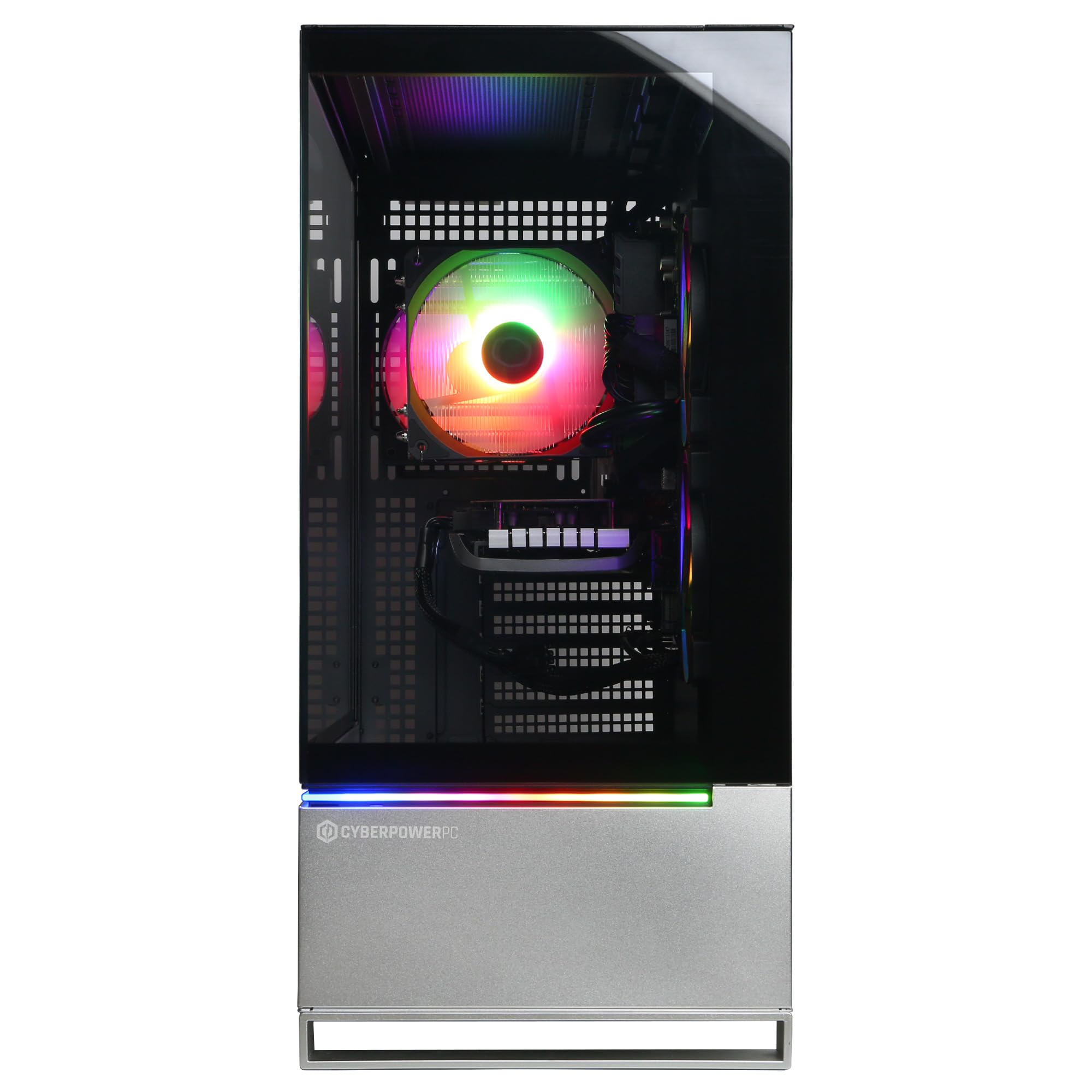 Craques high performance gaming pc with sleek silver case and RGB lighting inside