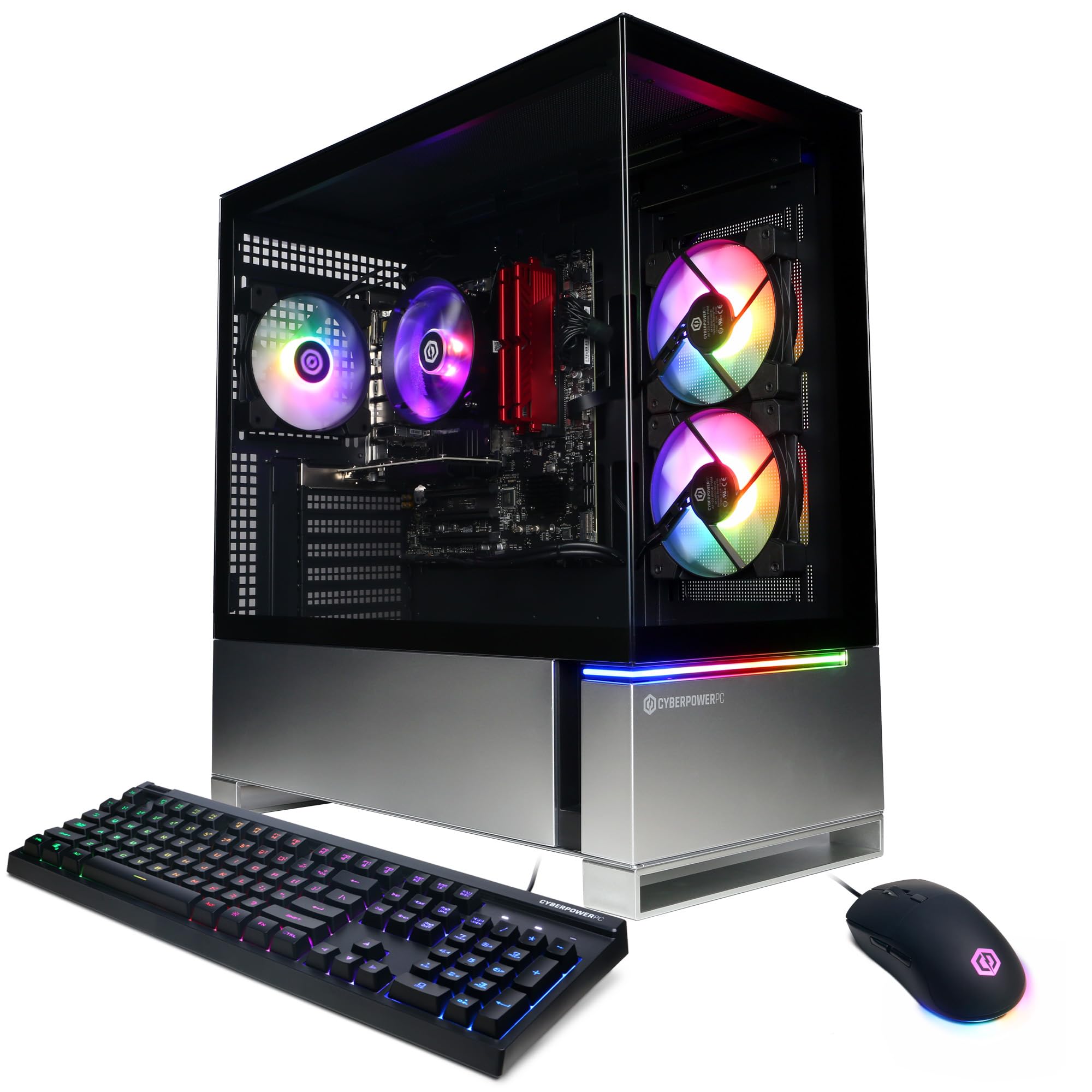 Craques high performance gaming pc with RGB cooling fans, keyboard, and gaming mouse setup