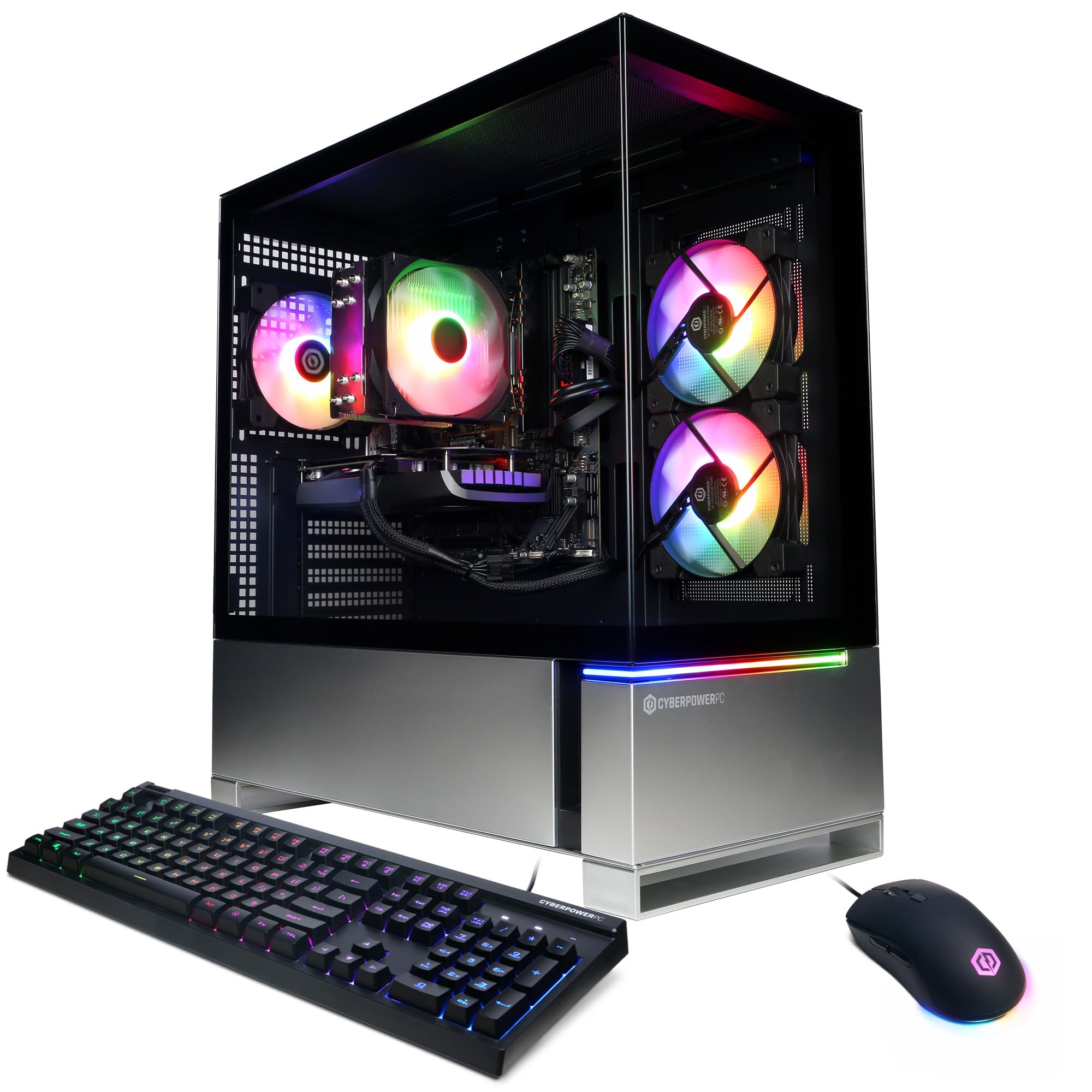 Craques high performance gaming pc with RGB fans, sleek glass case, mechanical keyboard, and gaming mouse
