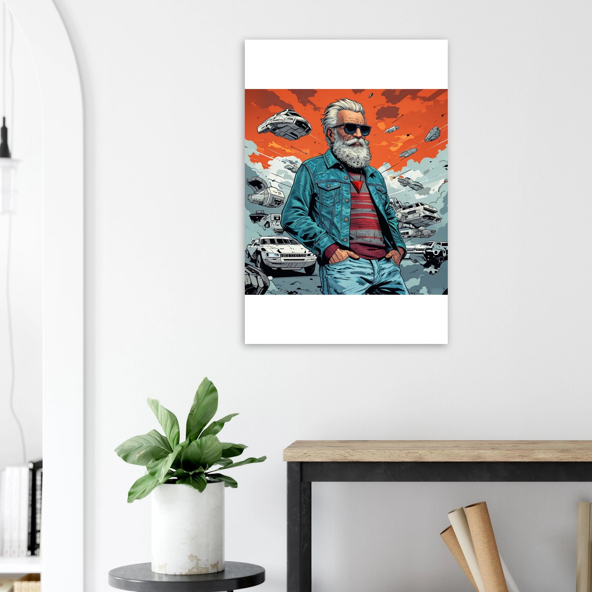 Elder Man in a Futuristic Chaos Foam Portrait - Print Material