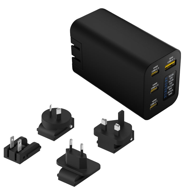 Stylish And Portable Fast Charge Charger With Color Screen Digital Display - Black Plug