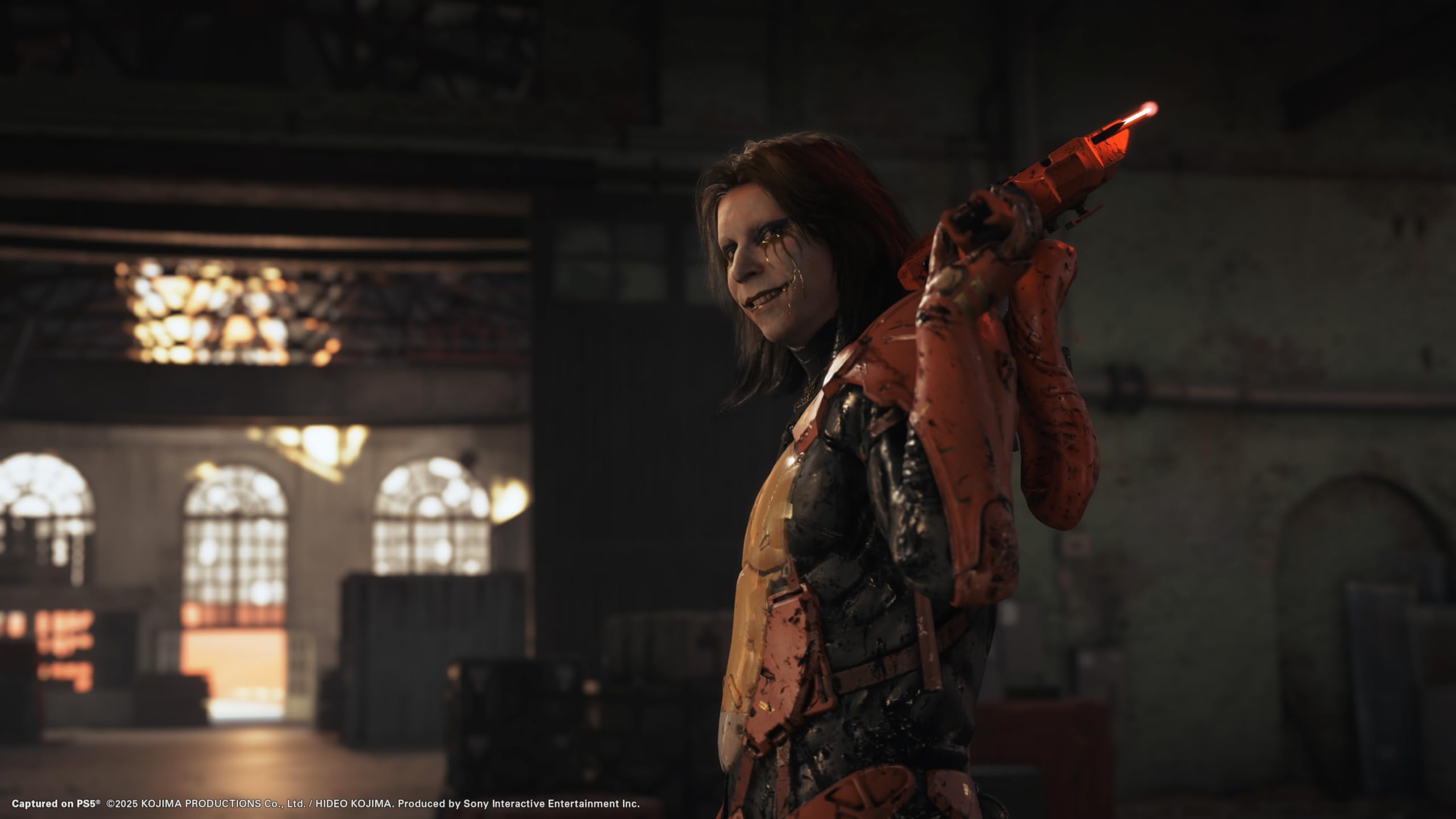 In-game character scene from Death Stranding 2 Collector's Edition PS5 showing detailed environment and costume design