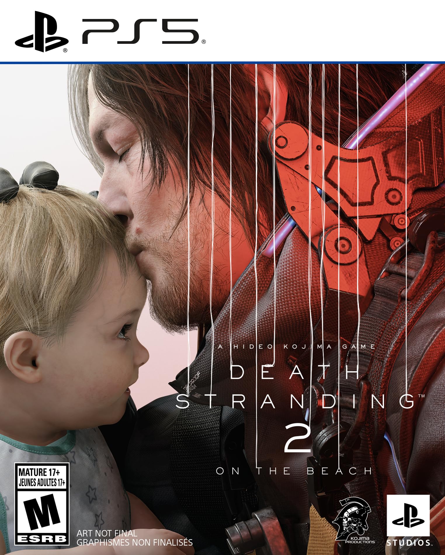 Death Stranding 2 Collector's Edition PS5 game cover featuring close-up of man kissing child's forehead