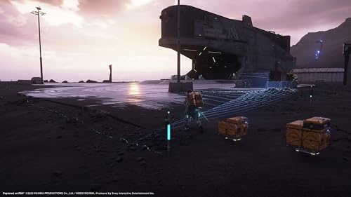 Gameplay scene from Death Stranding 2 Collector's Edition PS5 showing character carrying packages in a dark landscape