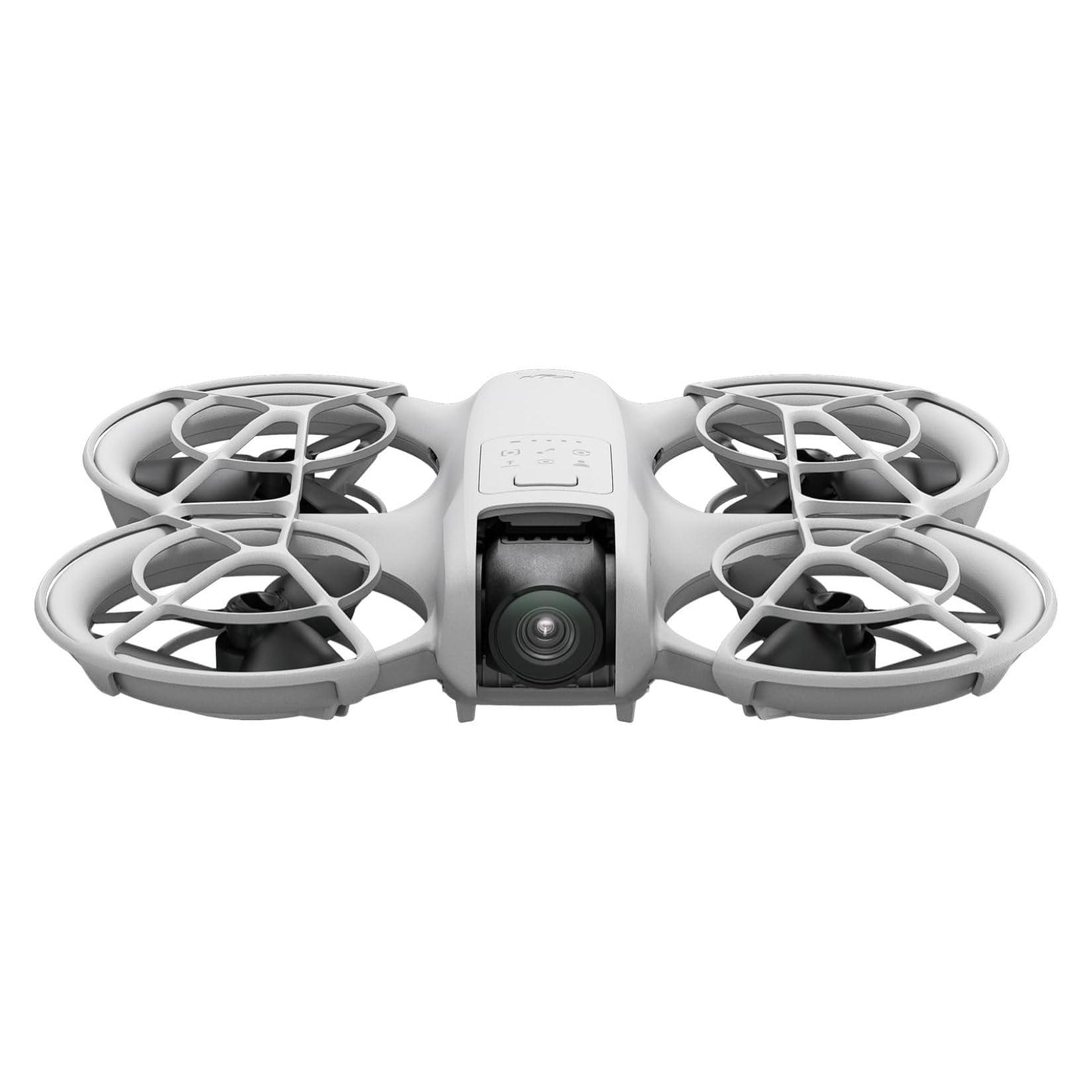 craques DJI Neo mini drone 4K UHD with protective propeller guards and front camera lens