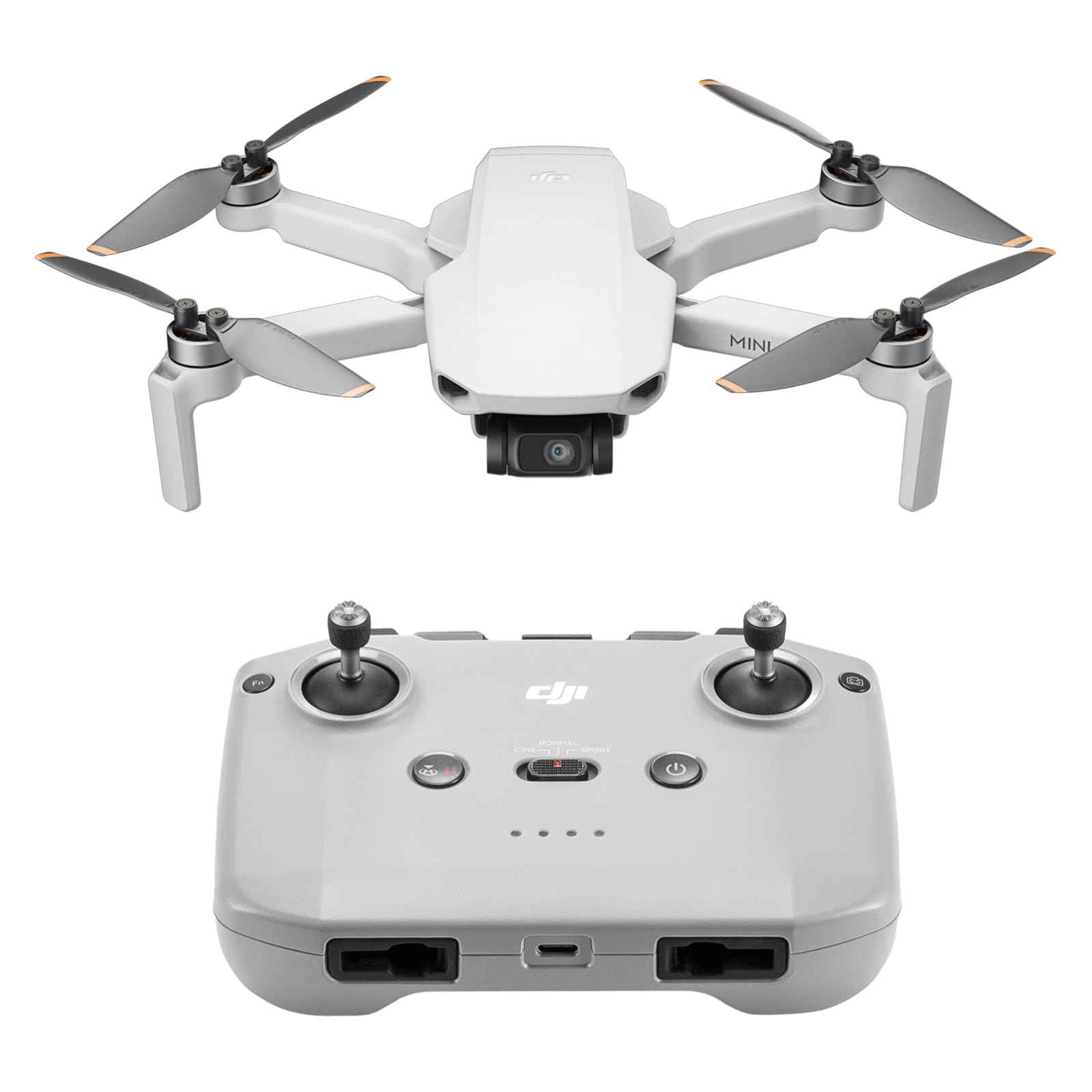 craques DJI Neo mini drone 4K UHD with white compact design and gray remote controller