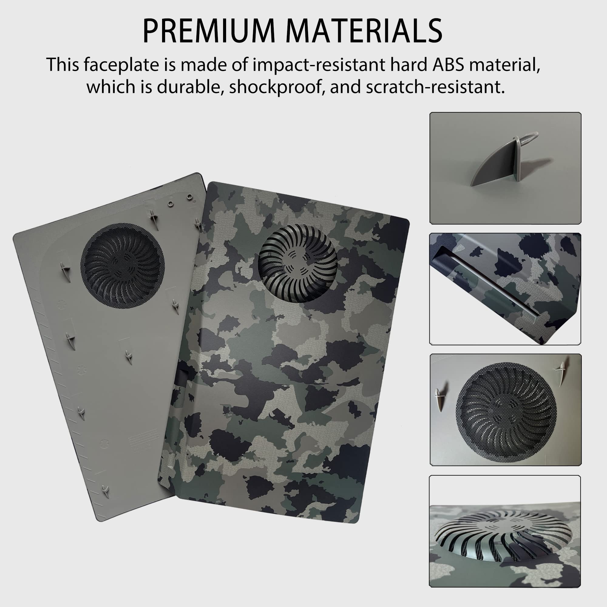 Craques PS5 faceplate with RGB lighting in camo design made of durable impact-resistant ABS material