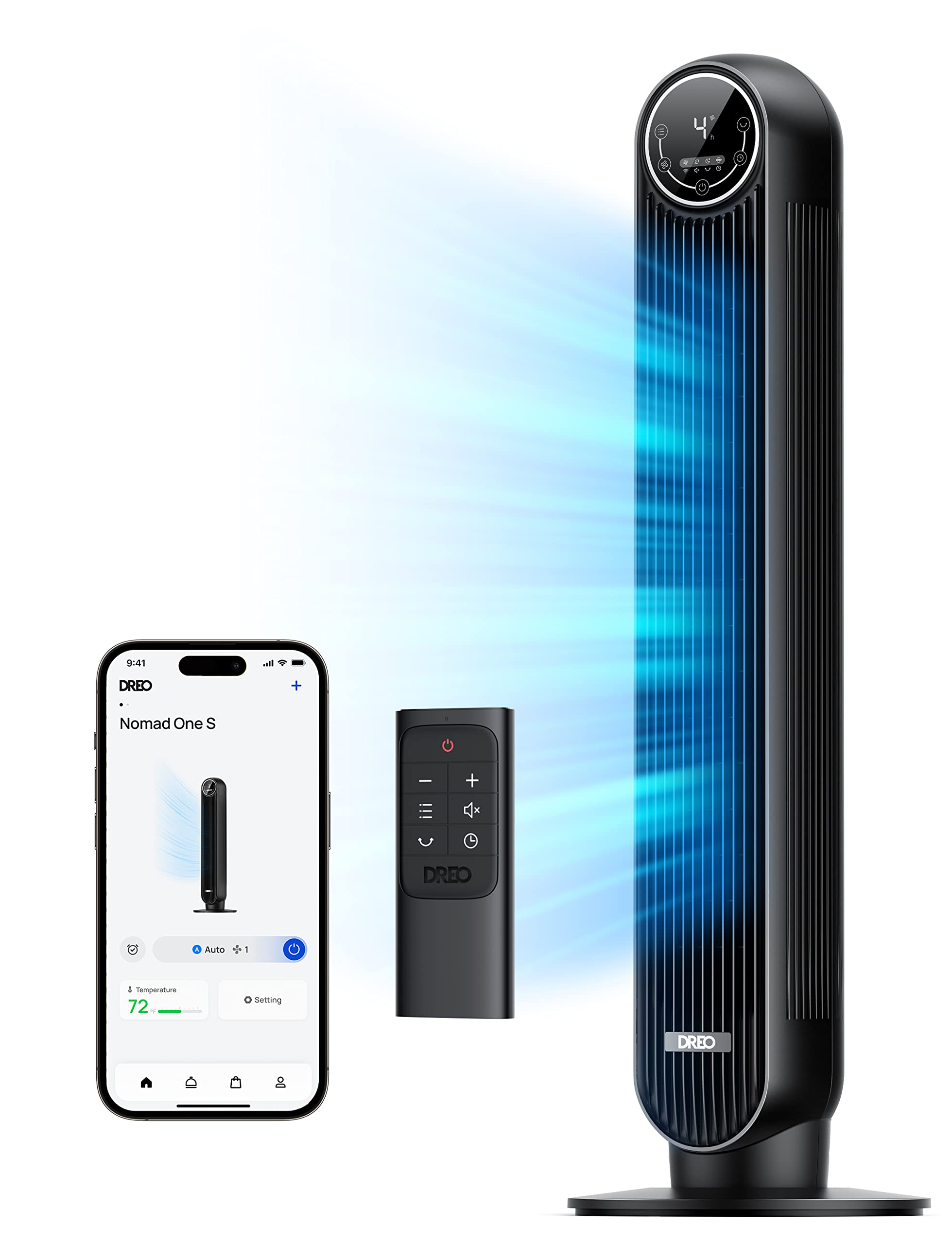 craques quiet tower fan for bedroom in black with remote control and smartphone app control