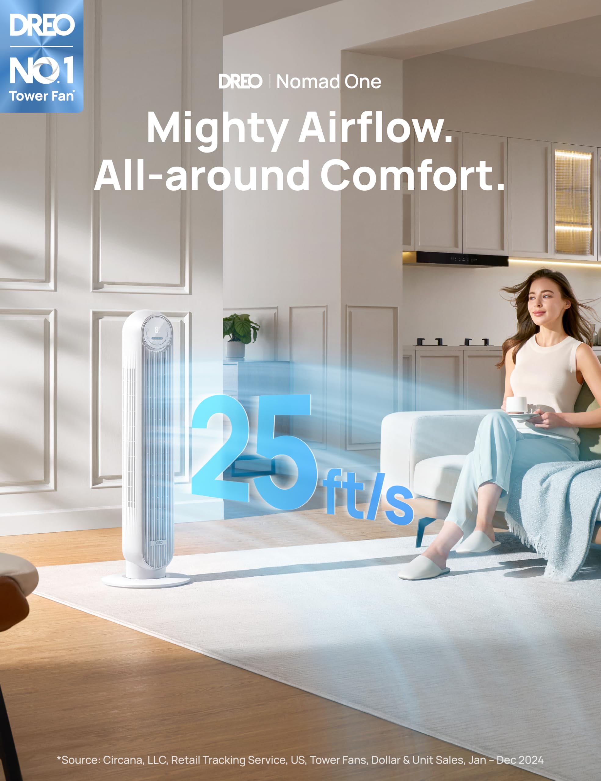 craques quiet tower fan for bedroom delivering mighty airflow and all-around comfort in modern living room