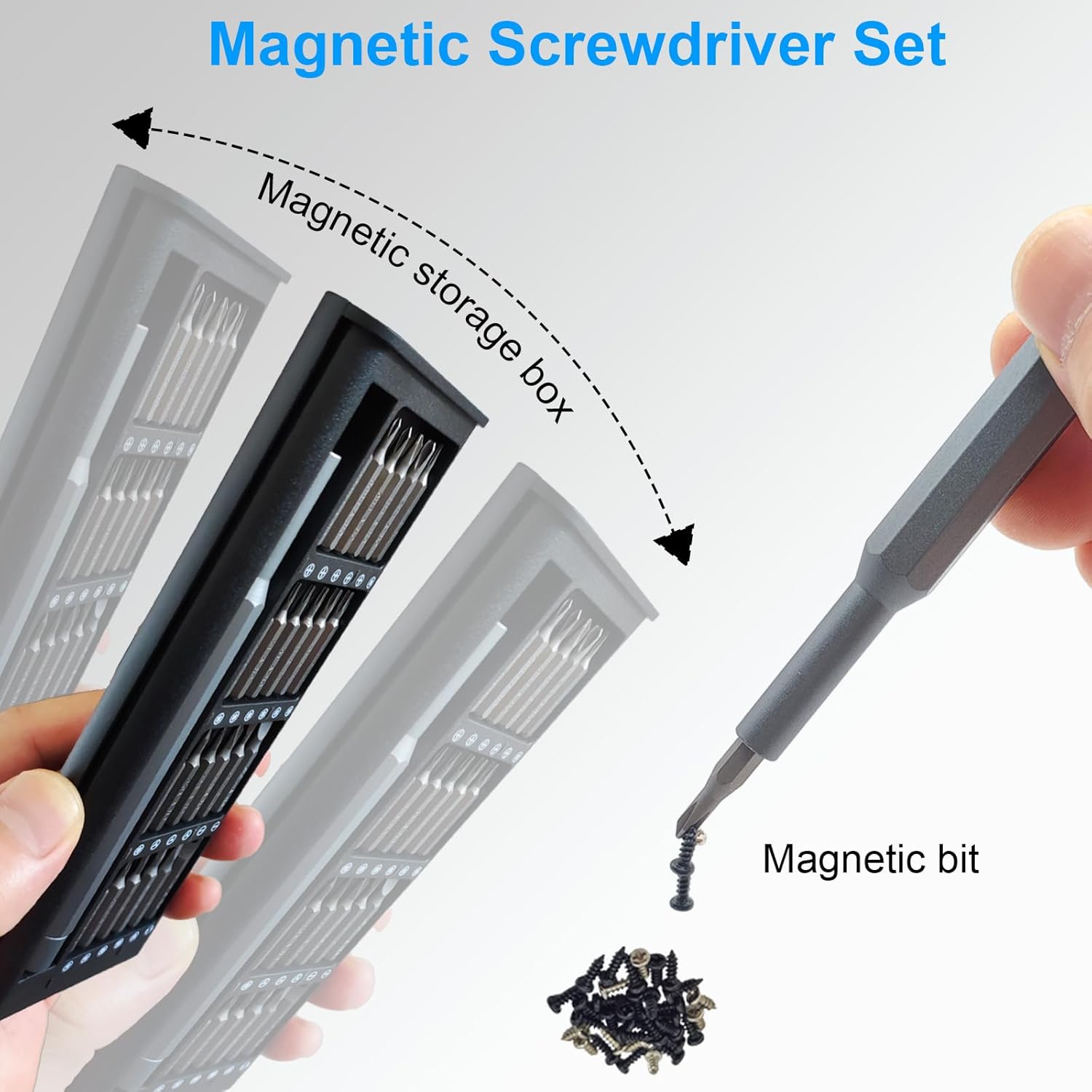 magnetic precision screwdriver set for electronics with magnetic storage box and magnetic bit by craques