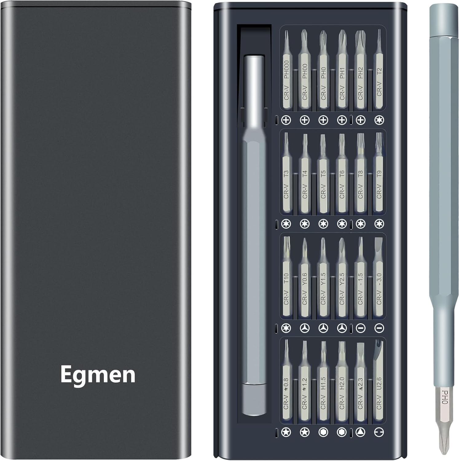Craques precision screwdriver set for electronics with multiple bits and metal storage case