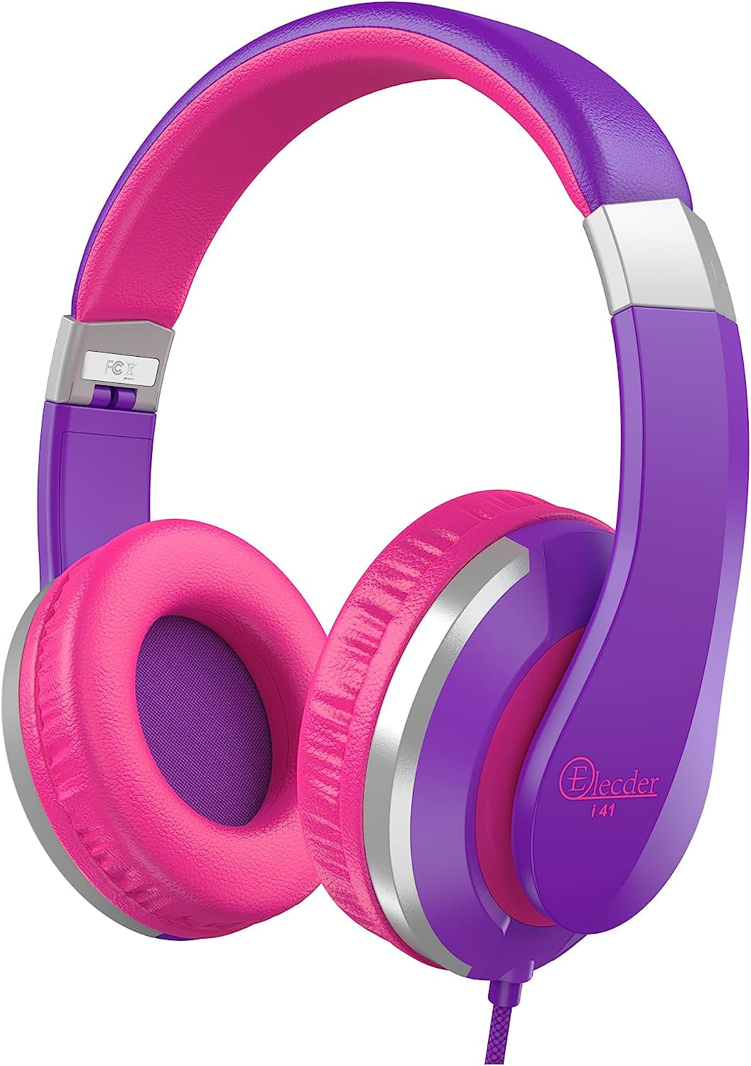 Craques kids foldable headphones in purple and pink with cushioned ear cups and adjustable headband