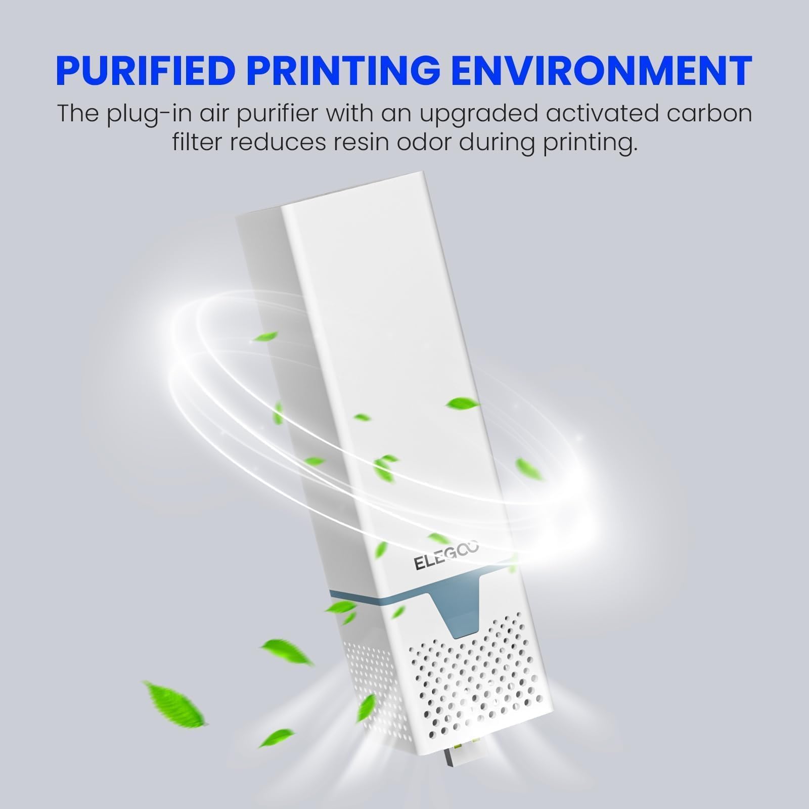 ELEGOO Mars 4 MSLA 3D printer plug-in air purifier with activated carbon filter for odor reduction