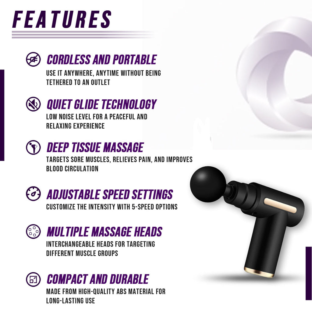 DC-eterus Deep Tissue Muscle Massage Gun with 4 Attachments
